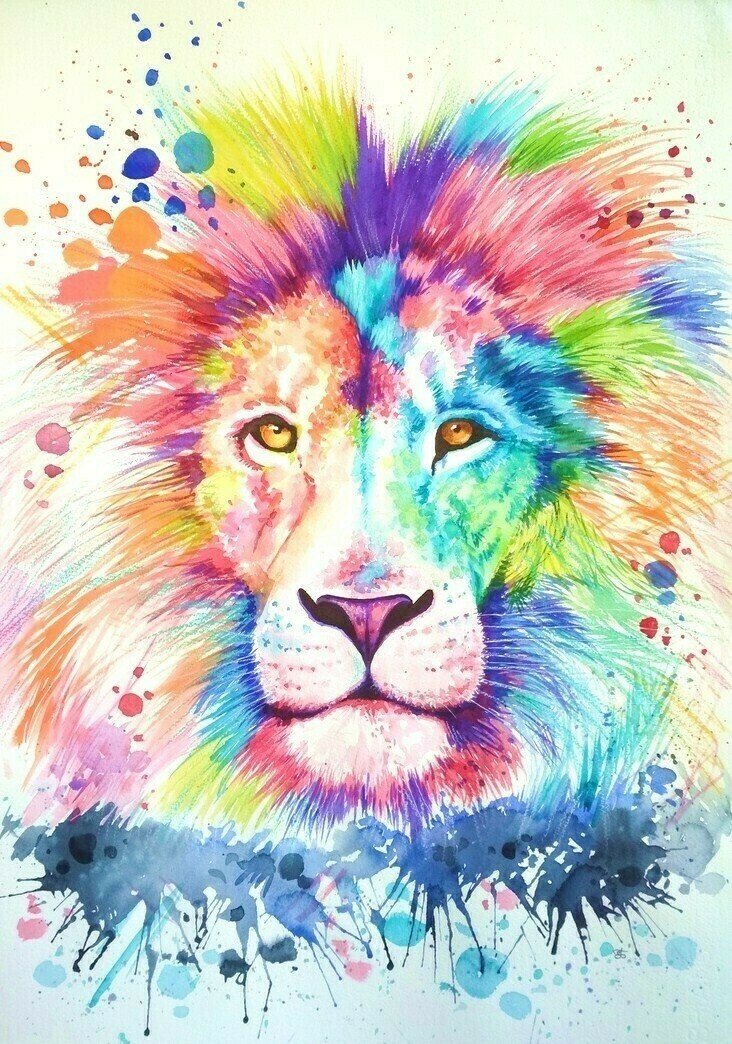 Лев разноцветный картина