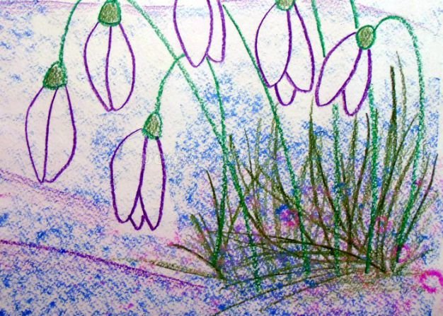 Рисование восковыми мелками Весна
