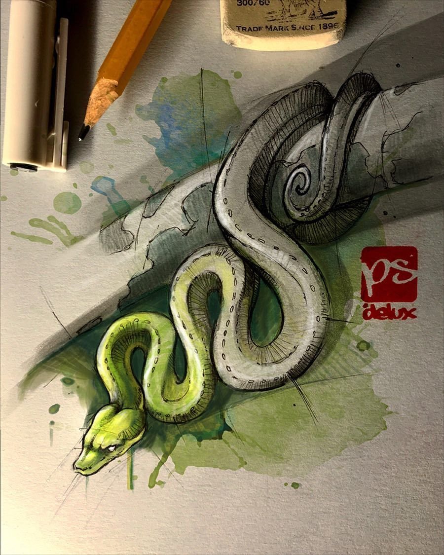 Рисунки для скетчбука змеи