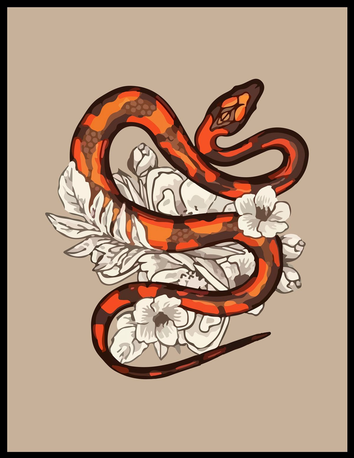 Эскиз змеи цветной