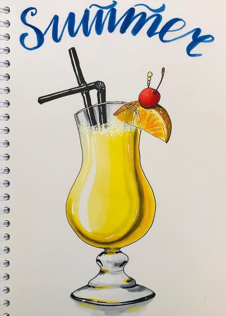 Рисунки для срисовки коктейль