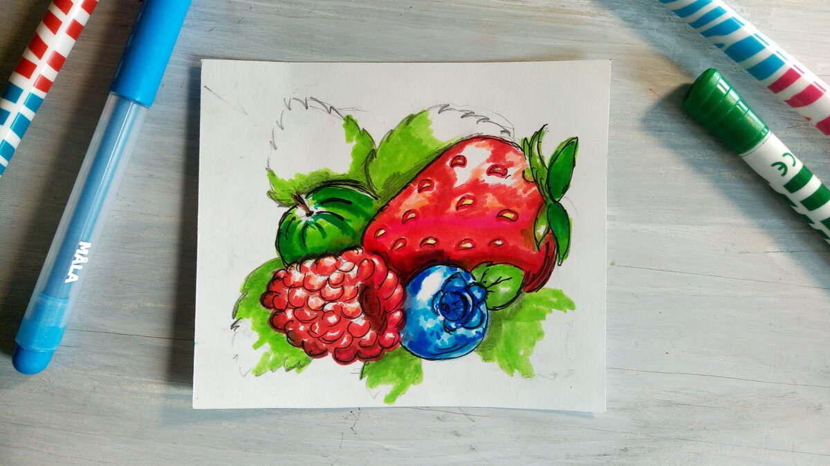 Рисование скетч маркерами для детей начинающих фрукты