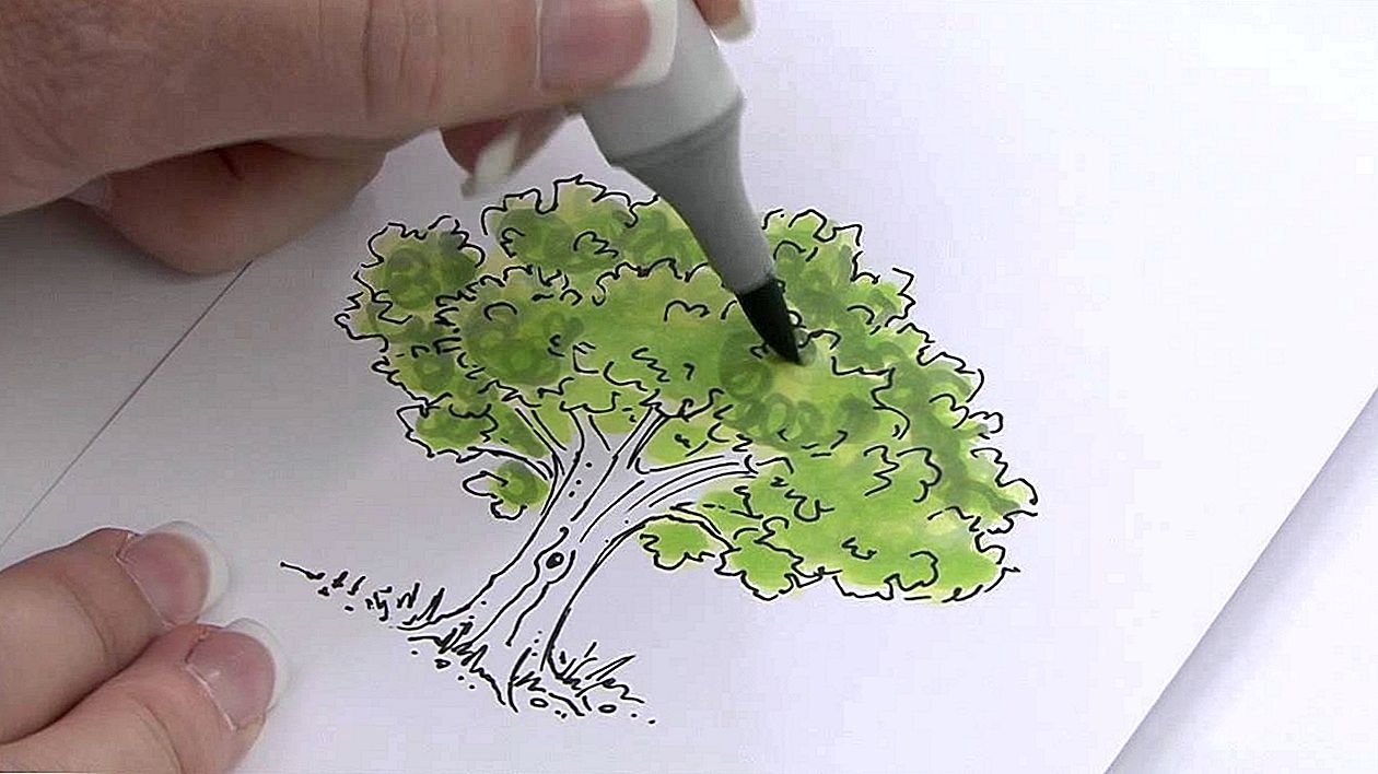 Скетчинг маркерами дерево