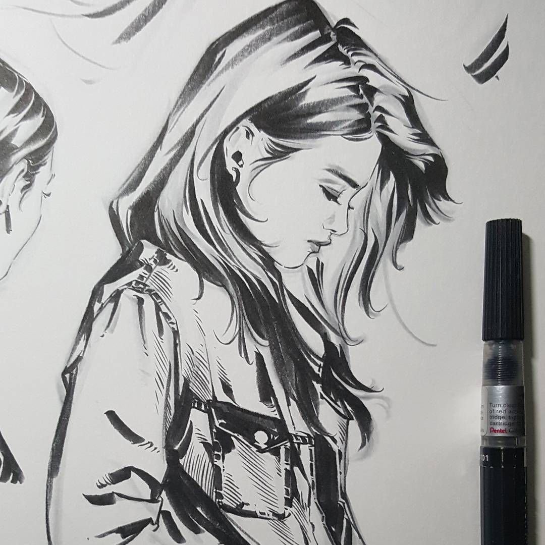 Рисунки девушек карандашом в стиле арт