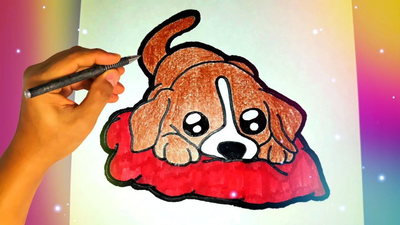 Рисунки собак легкие фломастерами