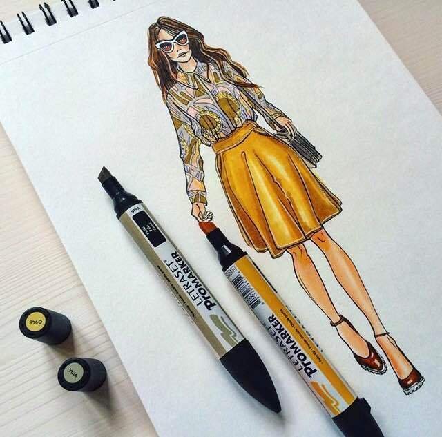 Иллюстрация одежды маркерами