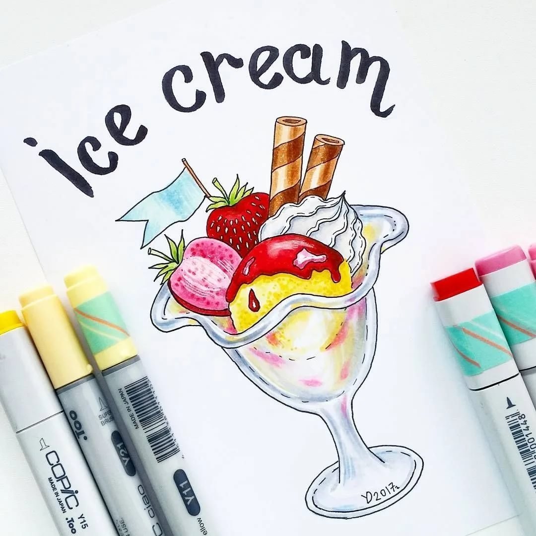 Рисунки простым карандашом для скетчбука мороженое и