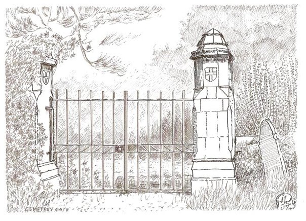 Нарисованные ворота в парке