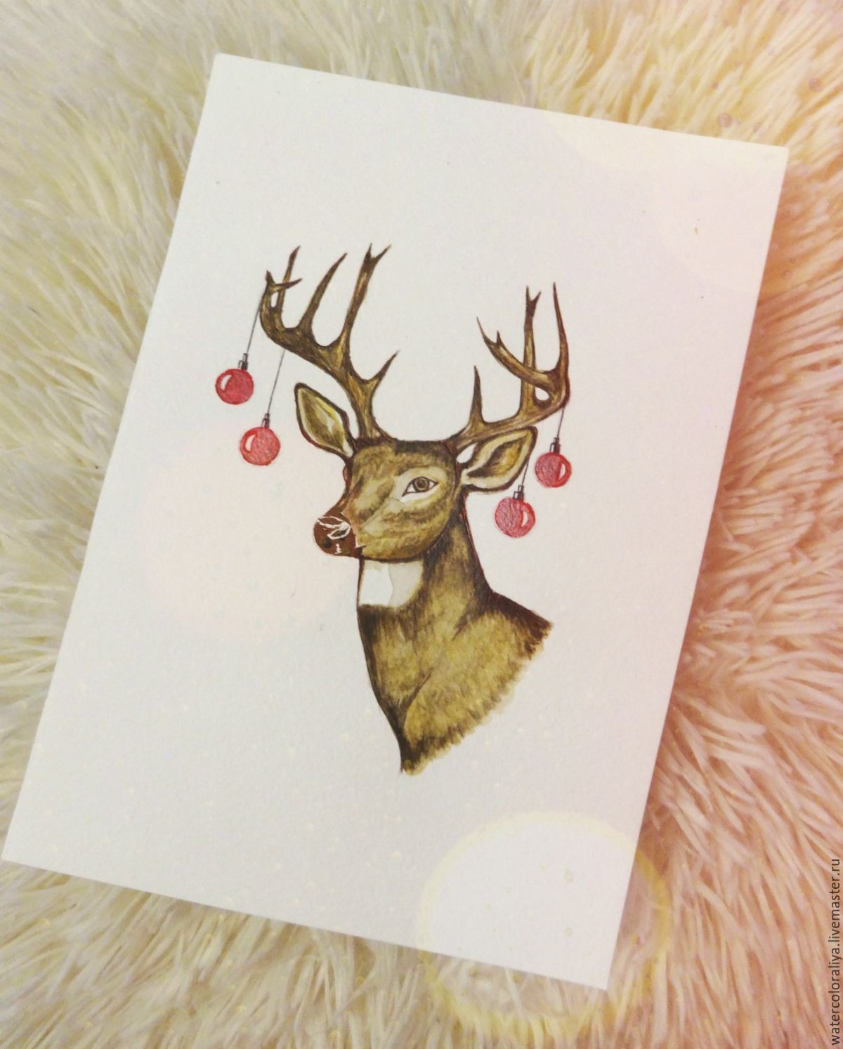 Рисунки оленя на открытку на новый год
