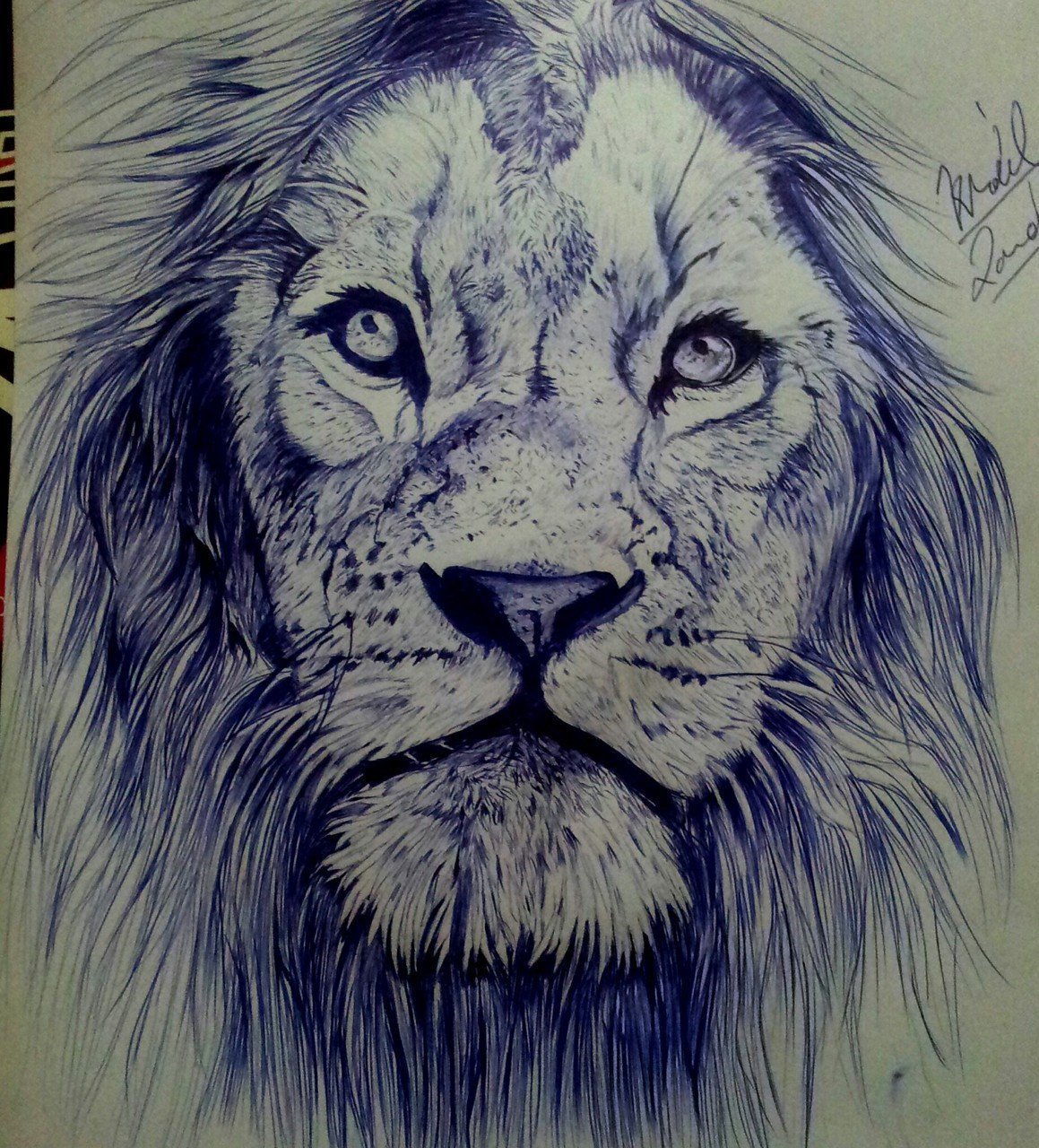 Нарисованный ручкой Лев
