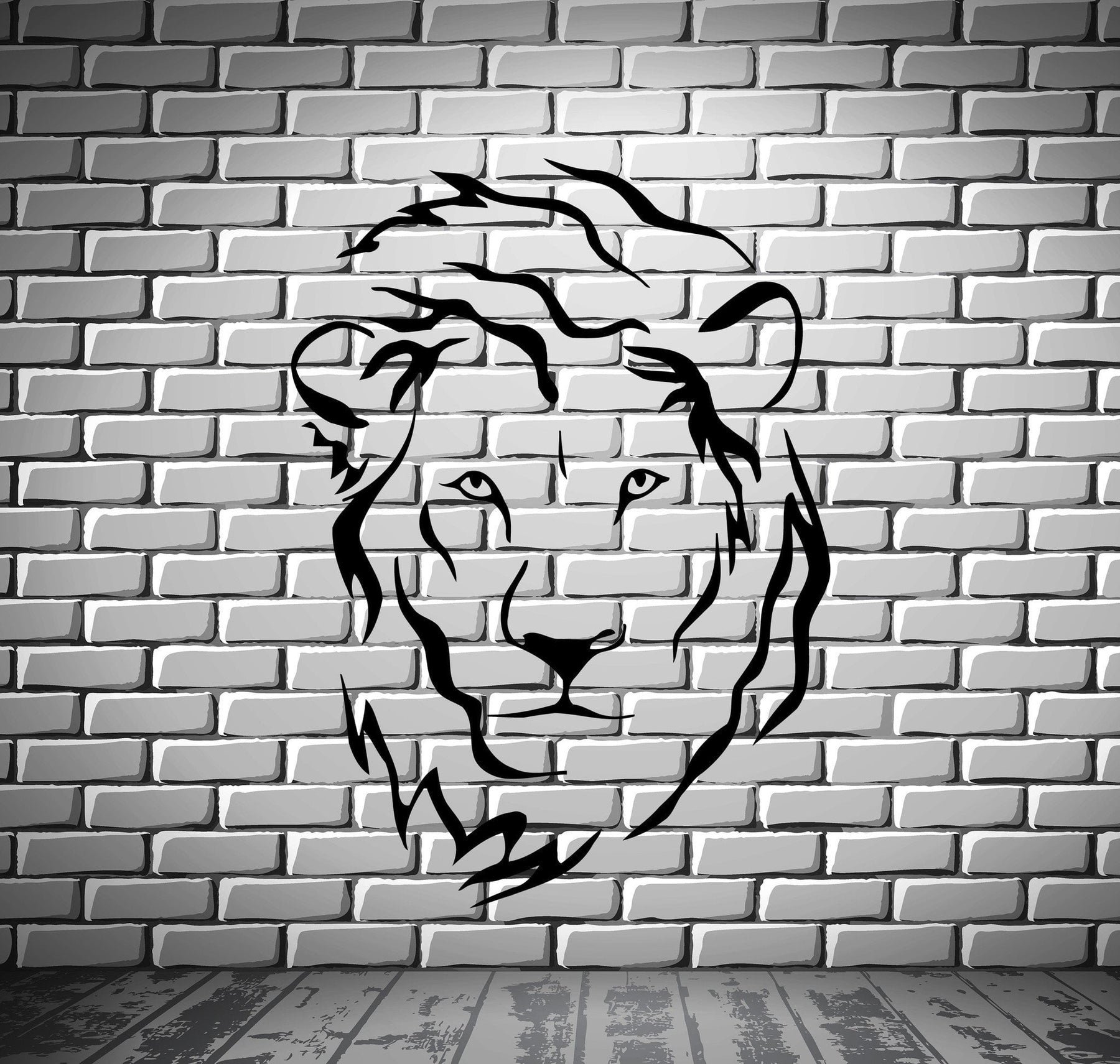 Лев на кирпичной стене