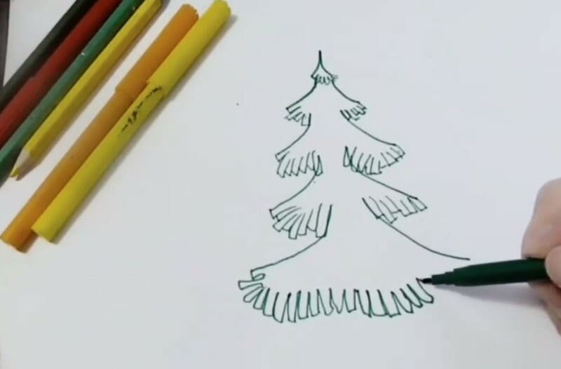 Рисунок елки фломастерами