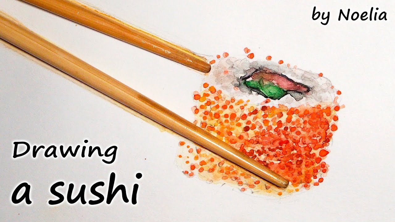 Рисунки суши и роллы маркерами