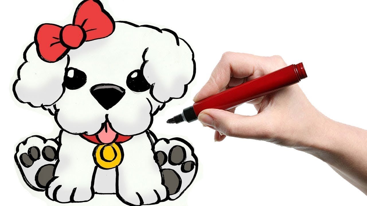 Рисунки собак легкие фломастерами