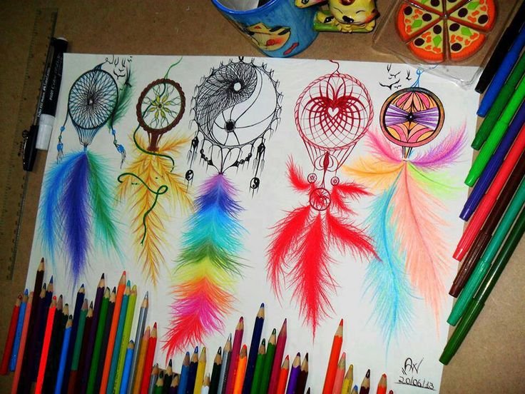 Лёгкие рисунки цветными ручками