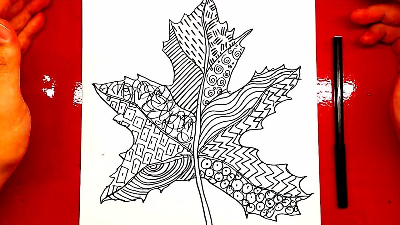 Осенние листья цветными карандашами