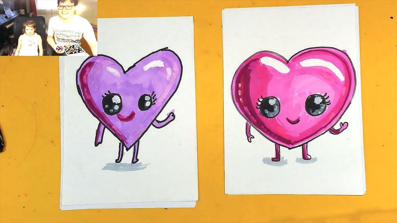 Рисование сердечек для детей фломастерами