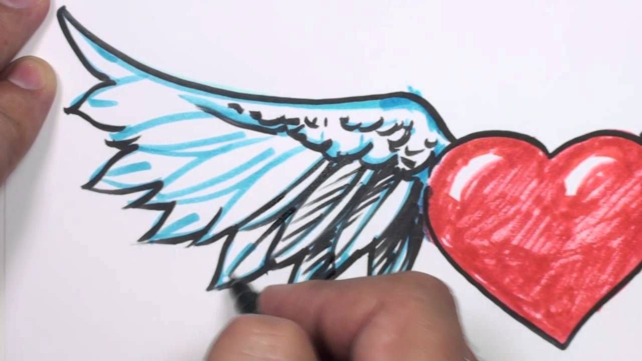 Красивое сердце маркерами