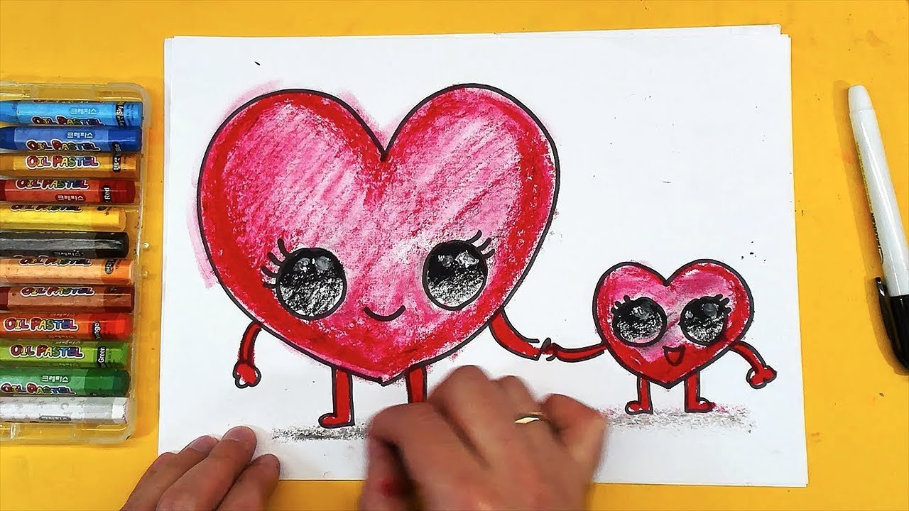 Рисование сердечек для детей фломастерами