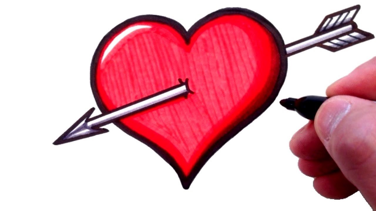 Как нарисовать сердечко со стрелой