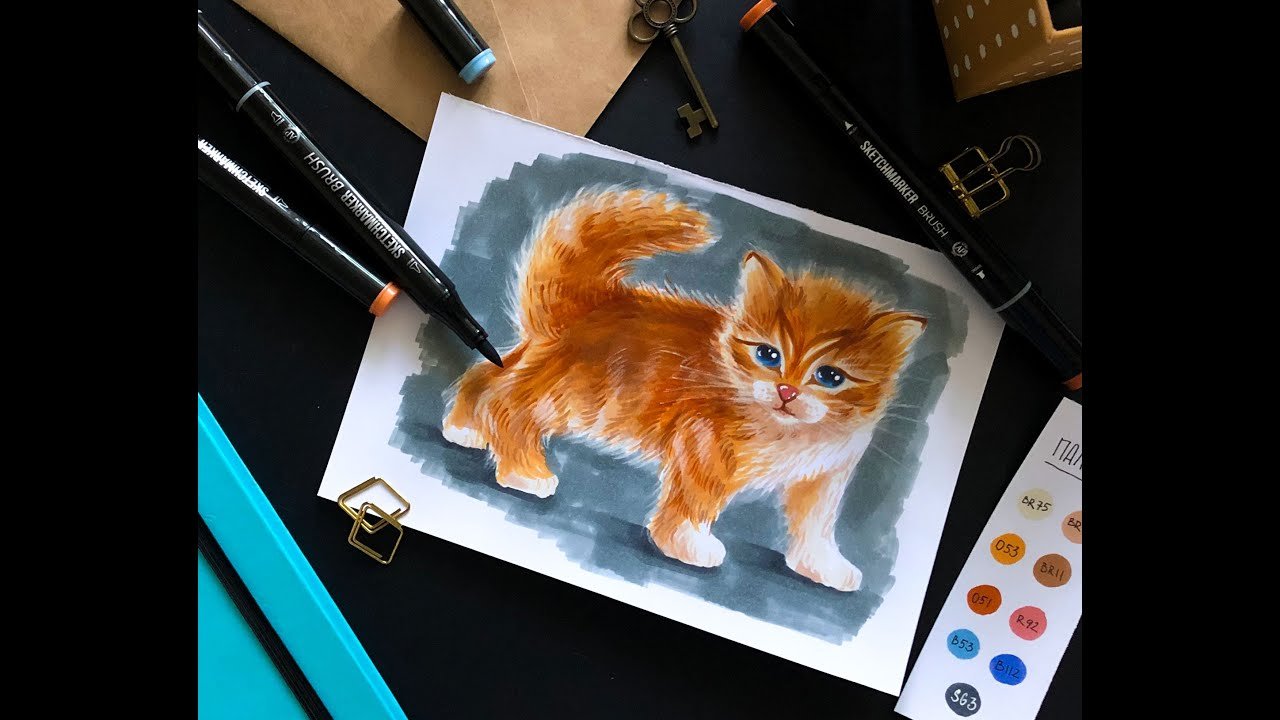 Рисование для детей маркерами котки