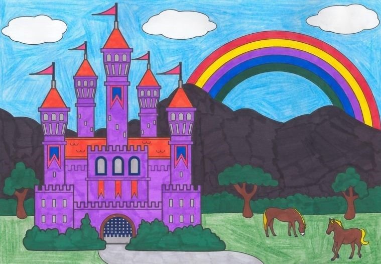 Детские рисунки замков и дворцов
