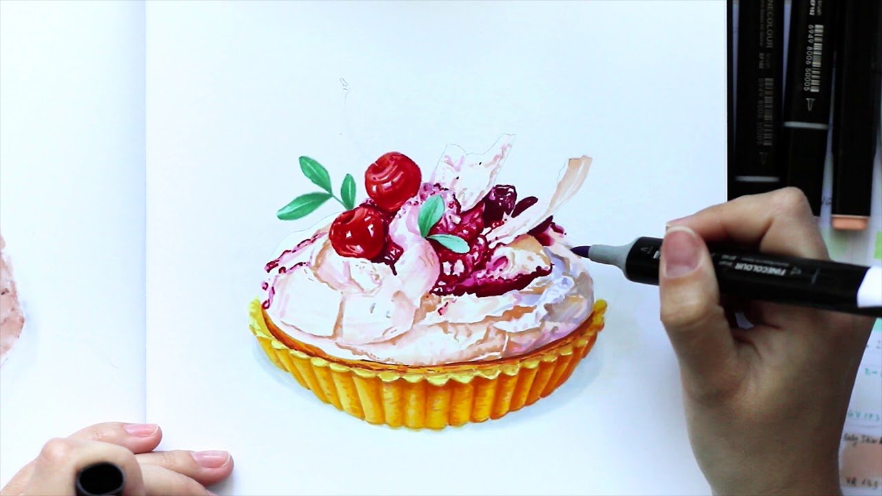 Рисунки десертов маркерами
