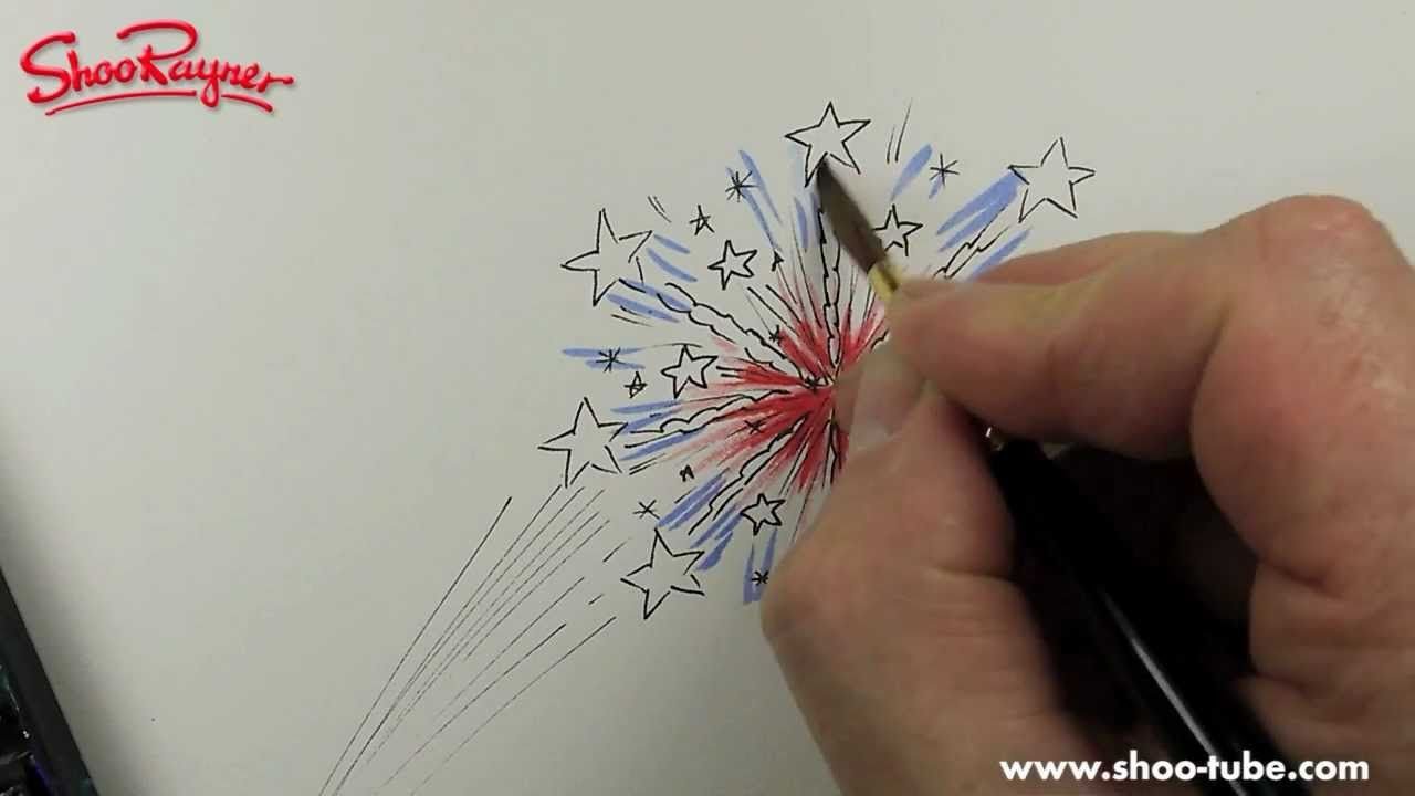 Рисование салюта карандашами для детей