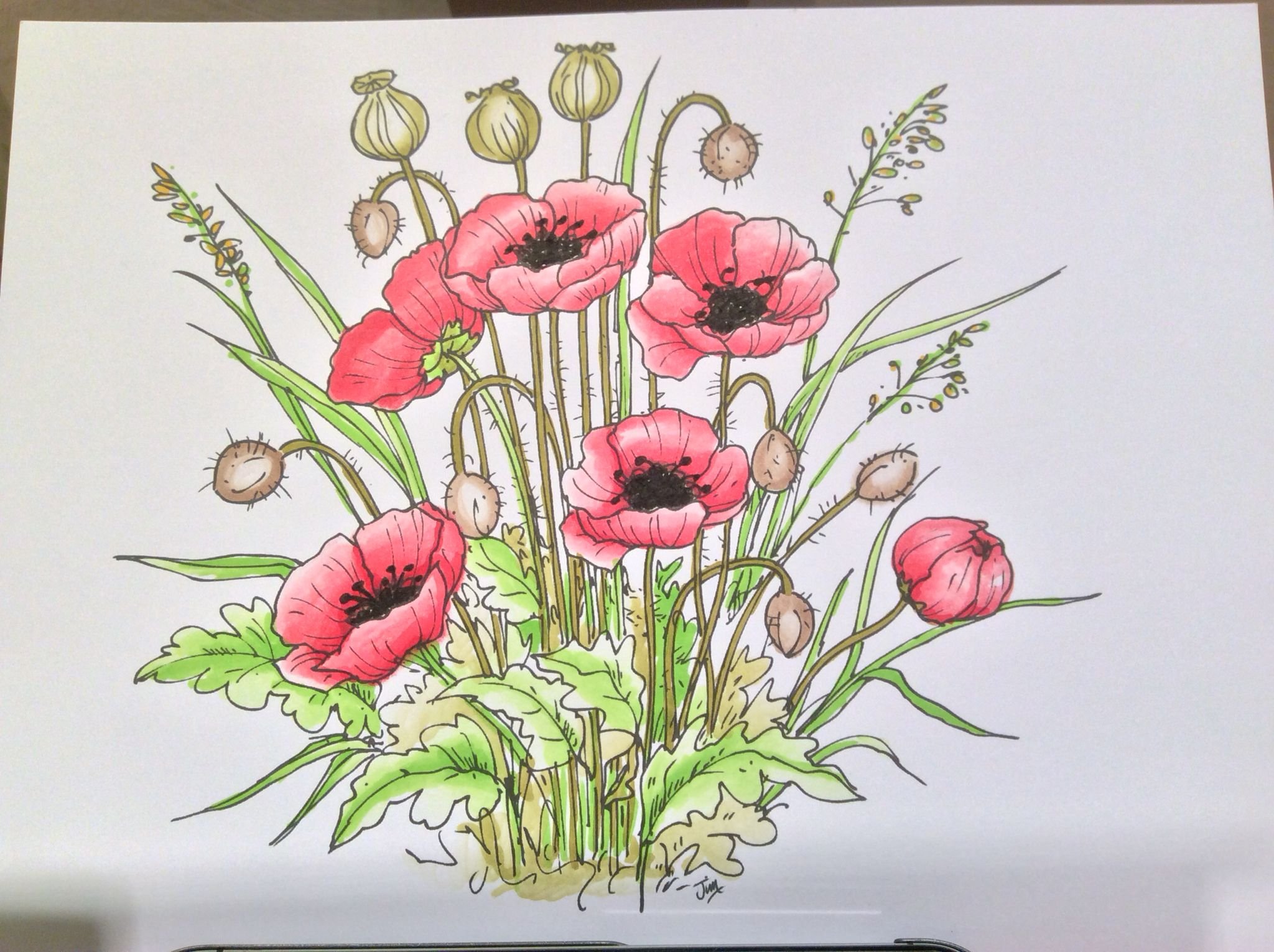 Рисунки для срисовки фломастерами цветы