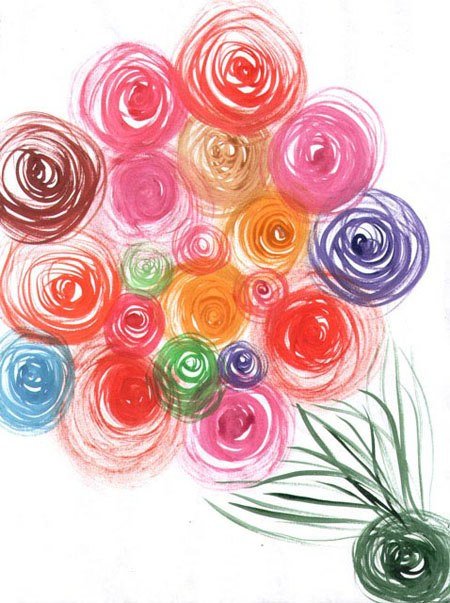 Букет цветов красками для детей