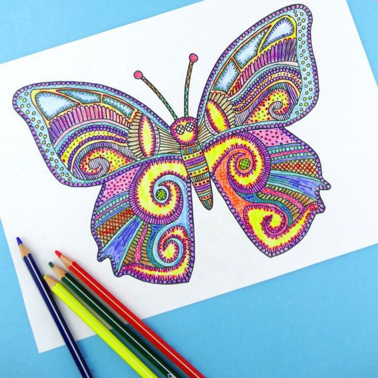 Бабочка рисунок фломастерами