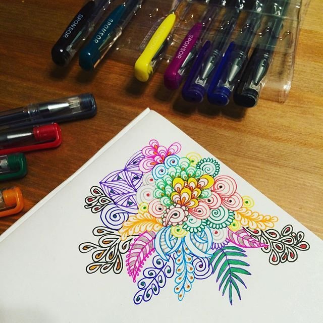 Рисунки гелевыми ручками цветными