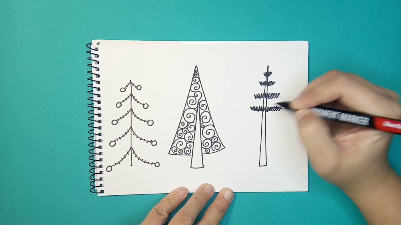 Рисуем елку ручкой