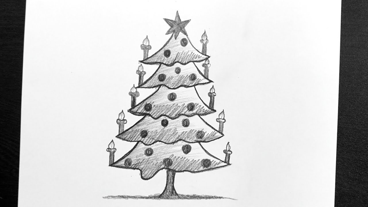 Новогодняя елка рисунок ручкой