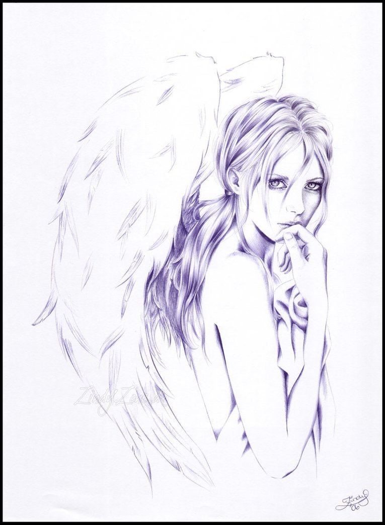 Нарисованный ангел девушка