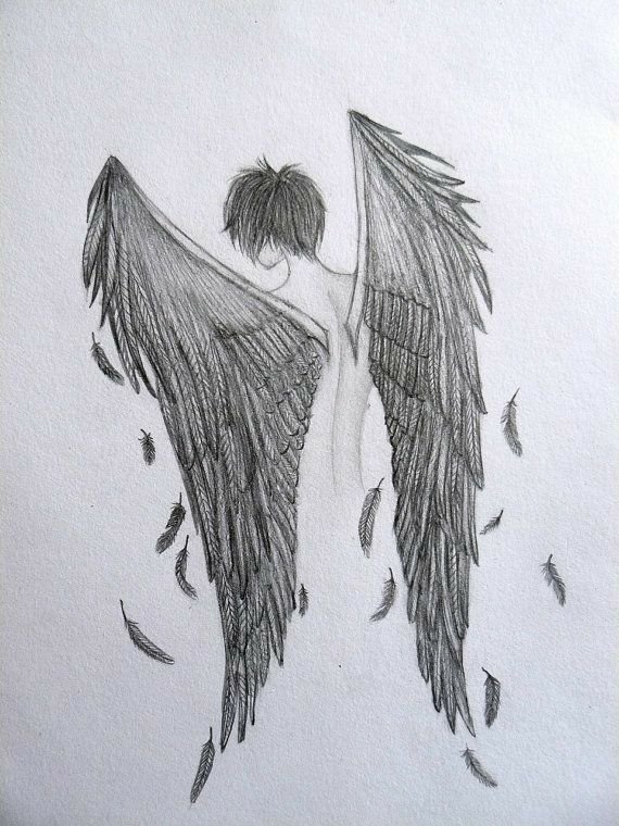 Крылья ангела рисунок карандашом