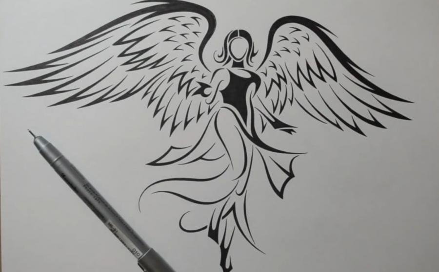 Ангел черной ручкой