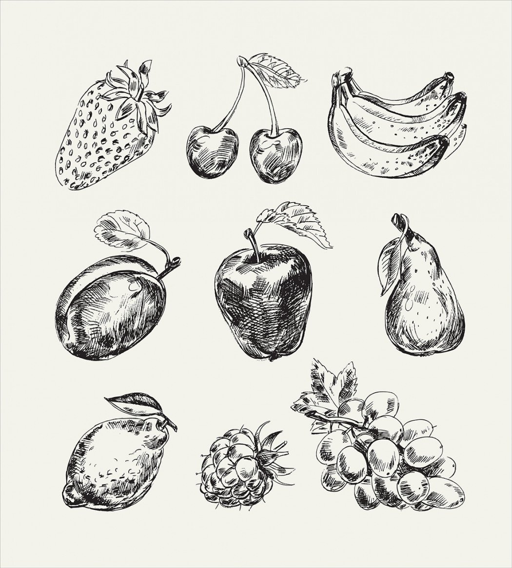 Стилизация овощей и фруктов Графика