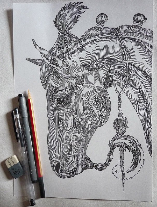 Стилизованная лошадь рисунок