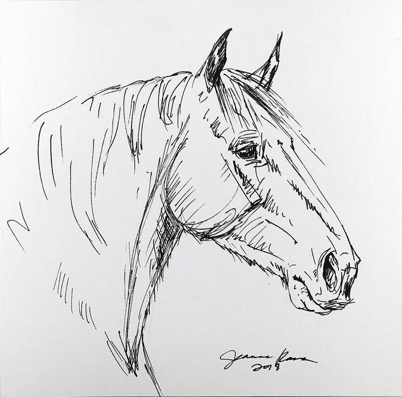 Лошадь гелевой ручкой