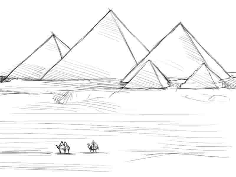 Пирамида Хеопса в Египте рисунок
