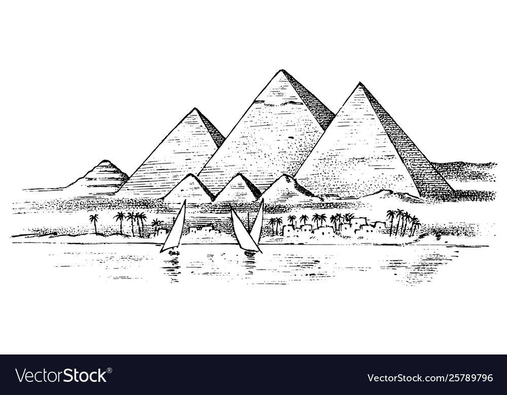 Египетские пирамиды в древнем Египте зарисовки