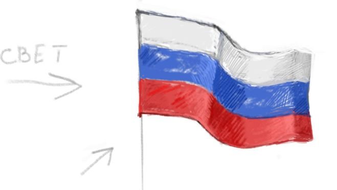 Флаг России рисунок карандашом