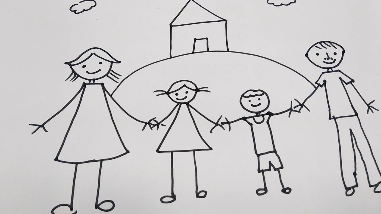 Поэтапное рисование семьи