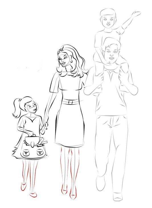 Рисунок семья простой легкий