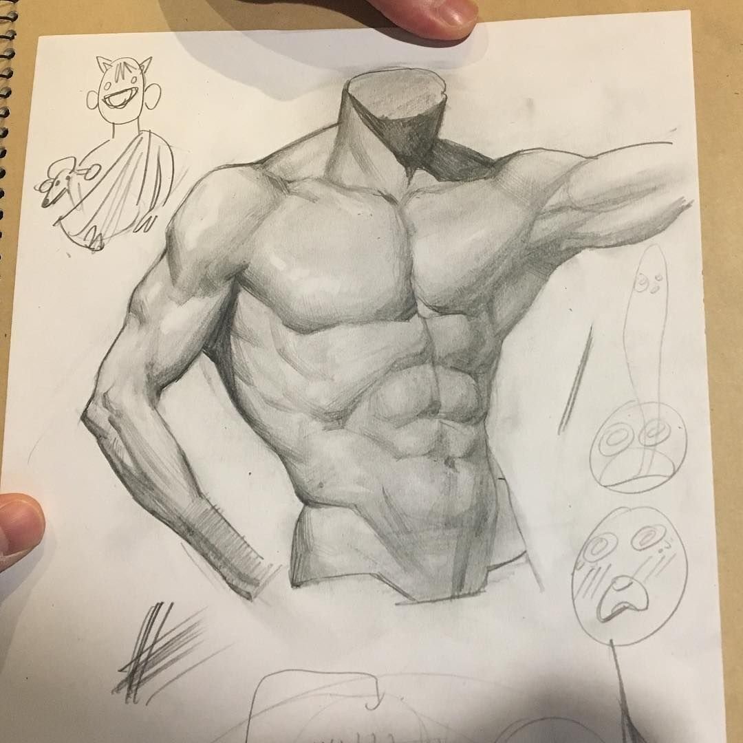 Мужское тело карандашом аниме