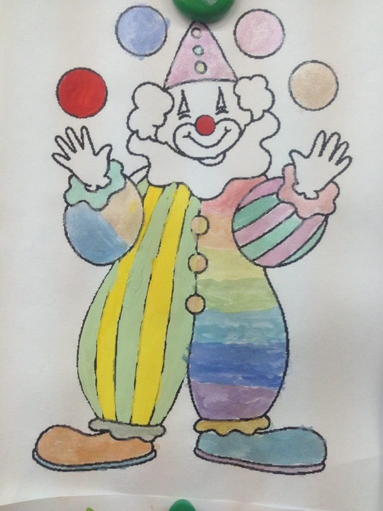 Веселый клоун раскраска
