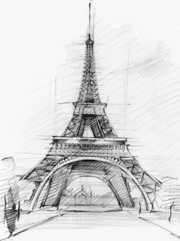 Нарисовать Эйфелеву башню карандашом поэтапно