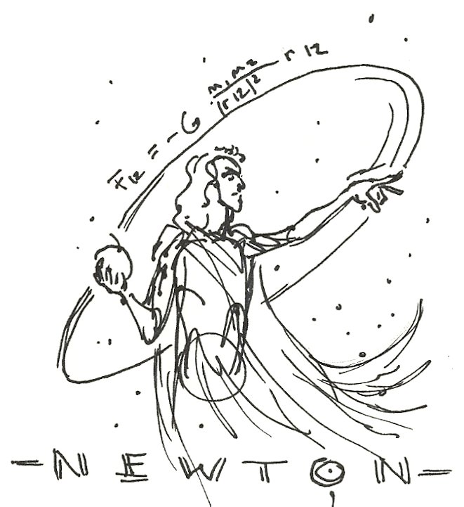 Ньютон рисунок карандашом