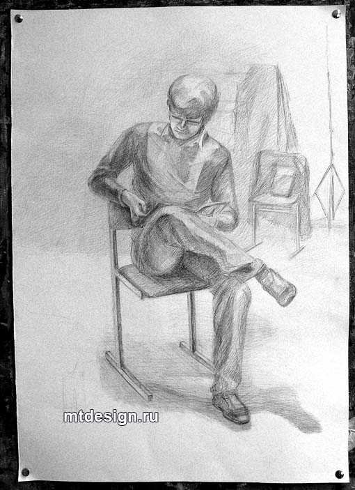 Зарисовка человека на стуле